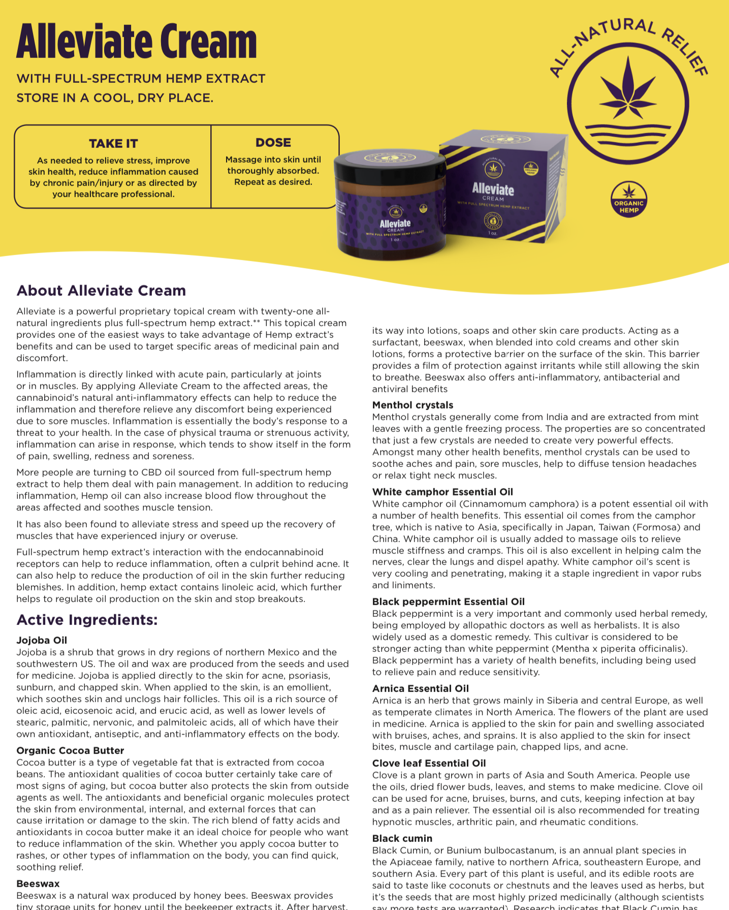 Alleviate - Topical Pain Relief Cream